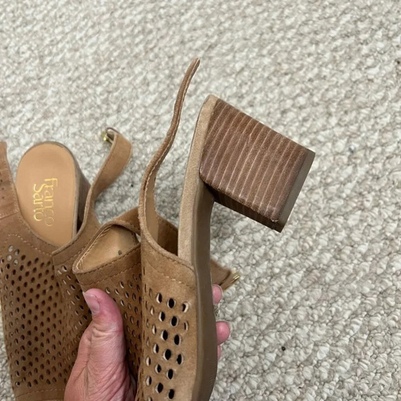 Franco sarto brown heels peep toe sandals size 10 - Picture 10 of 11